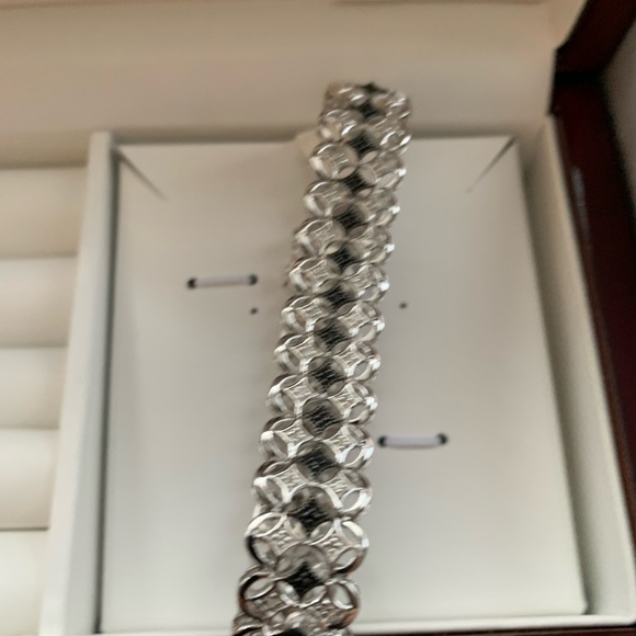 7.5 inch Sterling Silver White and Black Diamond filigree bracelet - Picture 3 of 6